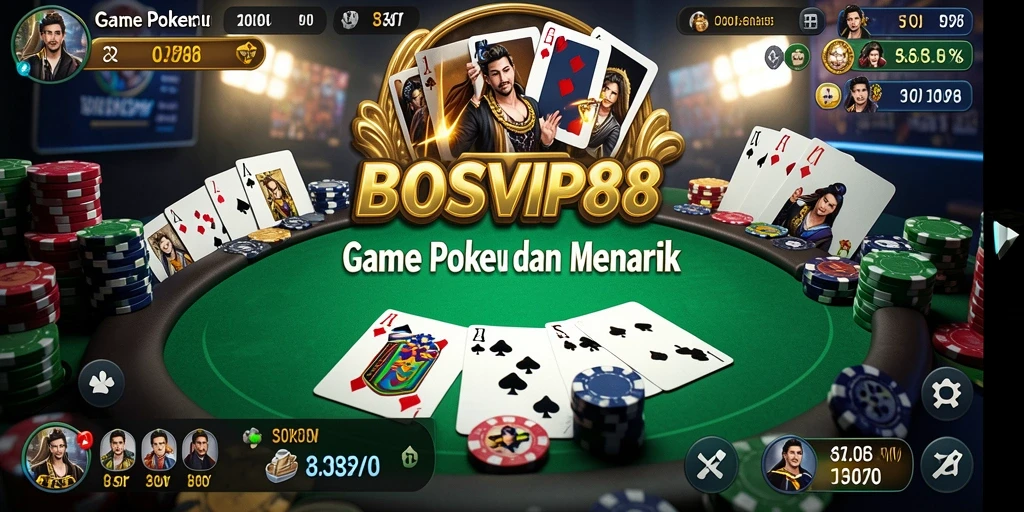 Screenshot gameplay BOSVIP88 menampilkan atmosfer seru permainan Poker.